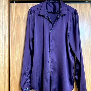 ASOS- Satin Dark Purple Men long sleeve Shirt. Size XL